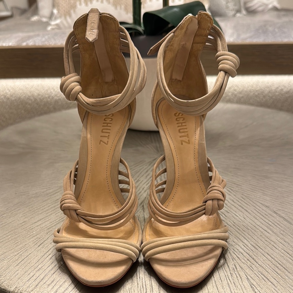SCHUTZ Tan Stiletto Heels with Ankle Strap - Picture 9 of 9
